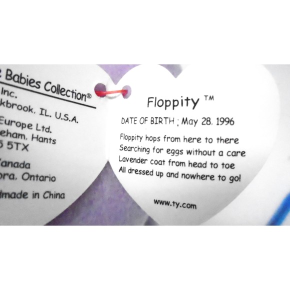 2 Vintage Easter Ty Beanie Babies with Tags Hippity & Floppity - Picture 7 of 7